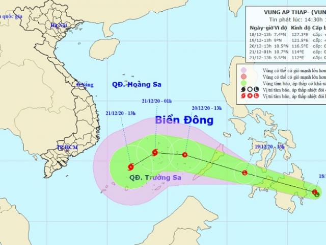 Xuất hiện vùng áp thấp khả năng mạnh thành bão gần Biển Đông