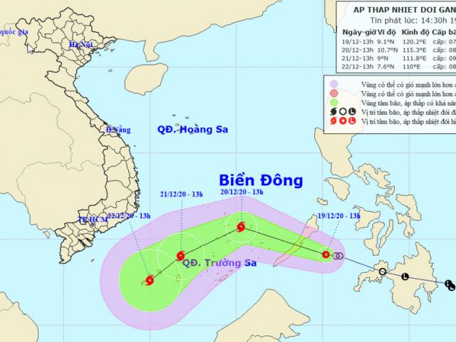 Áp thấp nhiệt đới thêm sức mạnh trên Biển Đông, sóng biển dâng cao 7m