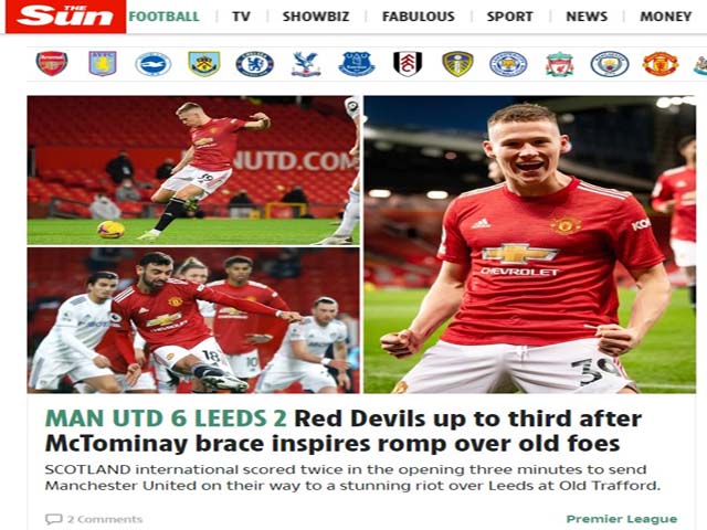 MU đại thắng Leeds 6-2: Báo Anh choáng váng, khen ngợi người hùng McTominay