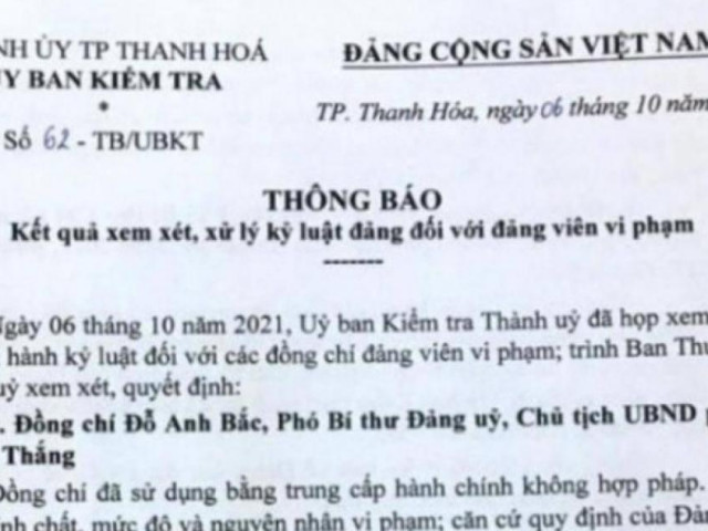 Hàng loạt cán bộ ở Thanh Hóa bị cách chức, khai trừ khỏi Đảng