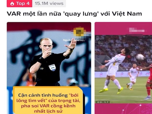 ”VAR một lần nữa quay lưng với Việt Nam” lọt top trending TikTok