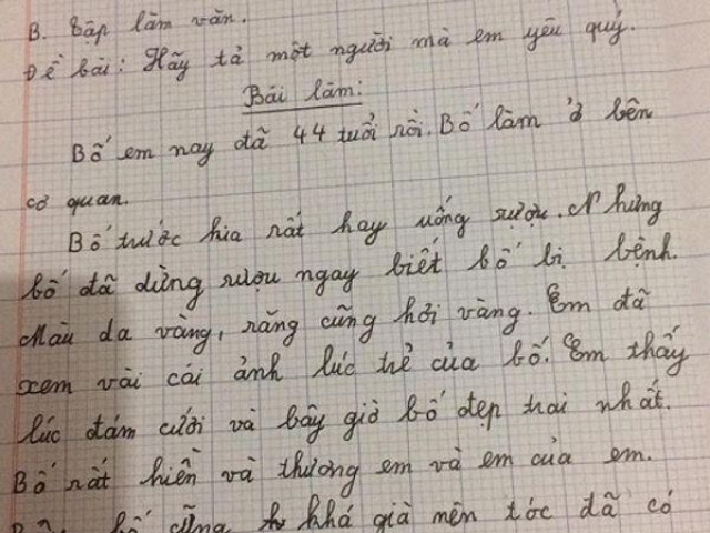 Cộng đồng mạng cười nghiêng ngả với bài văn kể xấu bố quá chân thực của cậu bé cấp 1