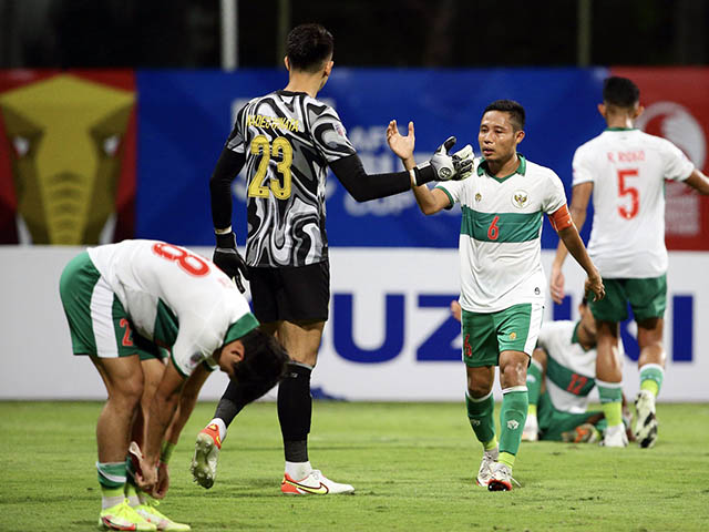 Cầu thủ Indonesia ăn mừng trận hoà nghẹt thở trước ĐT Việt Nam