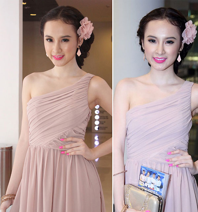 Không chỉ chú ý tới trang phục mà Angela Phương Trinh cũng rất cẩn thận trong việc lựa chọn phụ kiện và cách trang điểm &#34;tông xuyệt tông&#34;.