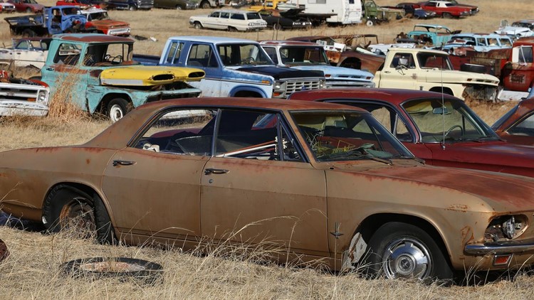 Chiếc Chevrolet Corvair dù bị nắng mưa làm hoen rỉ nhưng hình dạng vẫn còn khá nguyên vẹn.