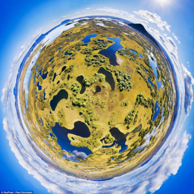 Cảnh tượng hồ Hidden ở Iceland dưới góc máy 360 độ. Ảnh: Paul Oostveen