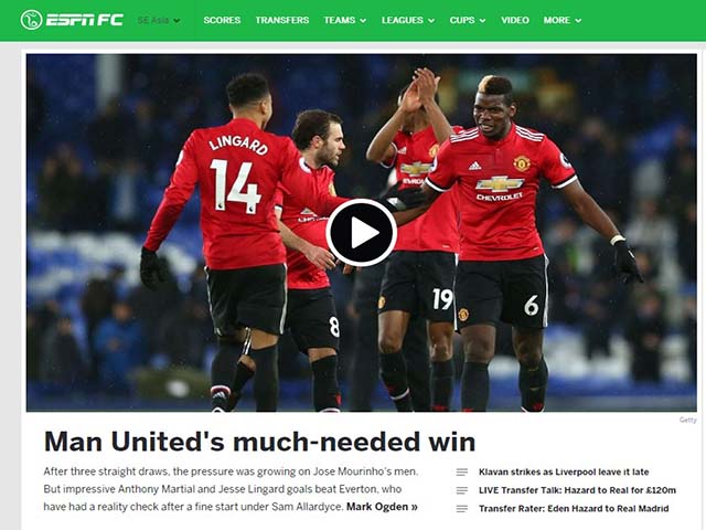 Bóng đá - MU hạ Everton: Báo chí Anh mừng như “bắt được vàng”, khen Mourinho hết lời