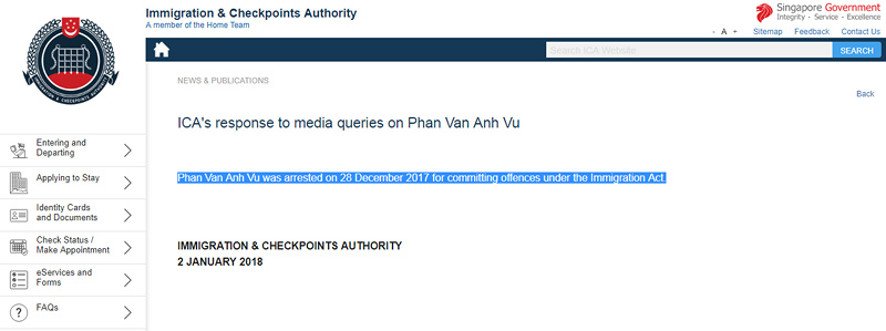 Singapore xác nhận đang tạm giữ ông "Phan Van Anh Vu" - 2