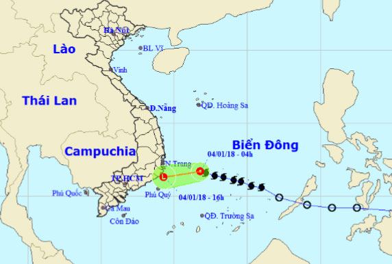 Bão số 1 suy yếu, đổi hướng vào vùng biển Ninh Thuận-Bến Tre - 1