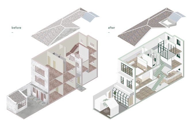 Bản vẽ mô tả kiến trúc ngôi nhà sau khi sửa