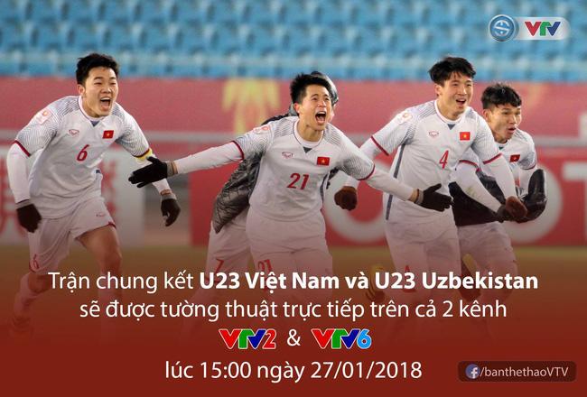 Tin vui: Chiếu trận chung kết U23 Việt Nam - U23 Uzbekistan trên cả VTV6 và VTV2 - 1
