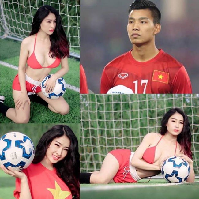Oxy muốn gửi hình ảnh đẹp nhất để chúc mừng các cầu thủ U23 Việt Nam, đặc biệt là thần tượng của cô - cầu thủ Văn Thanh.