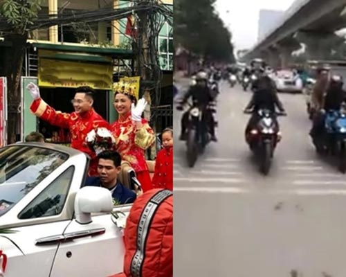 Màn rước dâu bằng siêu xe trên phố Hà Nội gây tranh cãi - 1