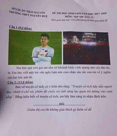 Sự kiện đội tuyển U23 Việt Nam vào chung kết châu Á xuất hiện trong đề thi Văn - 1