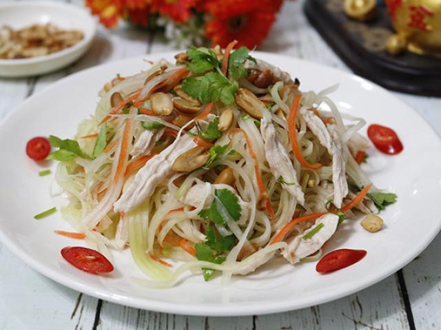 Ẩm thực - Tận dụng thịt gà ngày tết để làm nộm đu đủ cực ngon