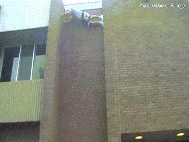 Phi thường - kỳ quặc - Biểu diễn trèo tường, ngã dập mặt từ độ cao 9m