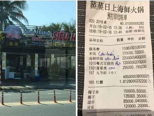 Nhà hàng bị tố 'chém' bữa ăn gần 10 triệu, xuất hóa đơn tiếng Trung