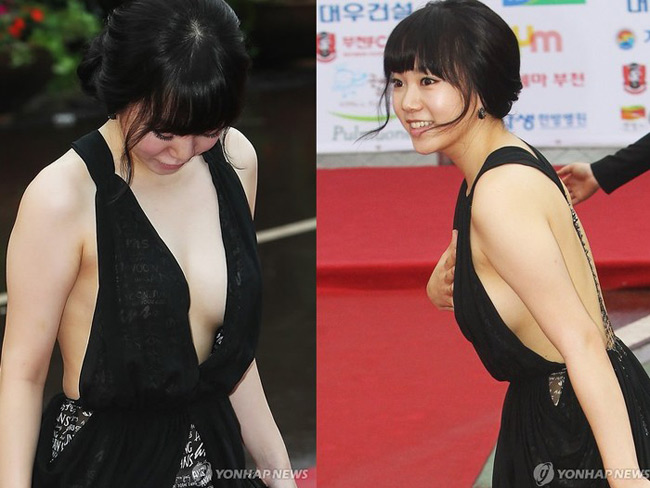 Không chỉ gây sốc bằng vai diễn cô gái bán thân, ngoài đời Kwak Ji Min từng gây chú ý bằng scandal ăn mặc hớ hênh trên thảm đỏ LHP quốc tế Puchon.