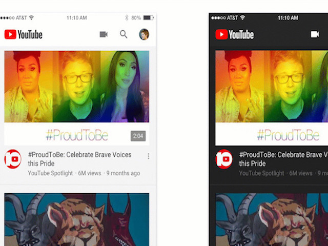 Chế độ tối đã có sẵn trên YouTube của Android lẫn iOS