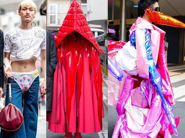 Xu hướng thời trang - Trang phục "dị" ở Tokyo: Mặc quần lót ra ngoài, quấn vải kín mít