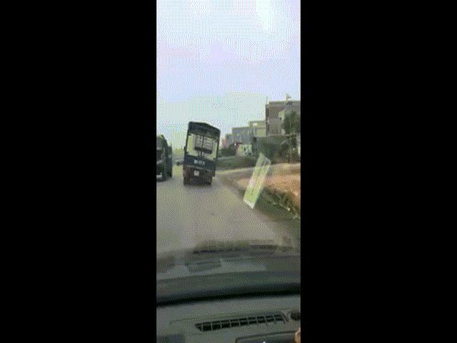 Tin tức trong ngày - Tài xế cứng nhất năm, xe chở lợn nghiêng hẳn một bên vẫn bon bon trên đường