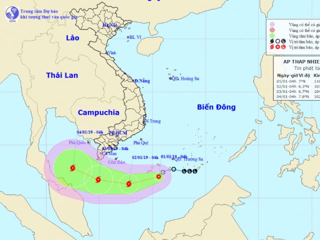 Cơn bão đầu tiên của năm 2019 giật cấp 10, hướng vào các tỉnh Nam Bộ