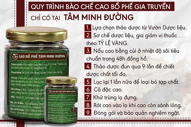 Quy trình 8 bước bào chế Cao Bổ Phế