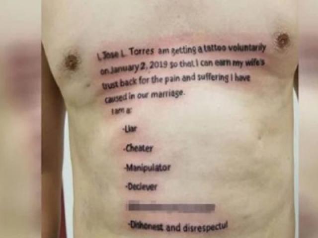 Bạn trẻ - Cuộc sống - Chồng xăm "bản kiểm điểm" lên ngực để lấy lại lòng tin từ vợ