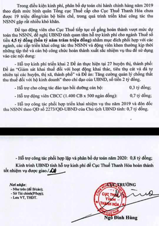 Chủ tịch Thanh Hóa nói về việc Cục Thuế Thanh Hóa xin 700 triệu đồng để “động viên anh em” - 2
