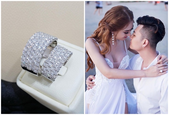 Cặp nhẫn kim cương đắt tiền được Khánh Chi chia sẻ trên trang cá nhân.
