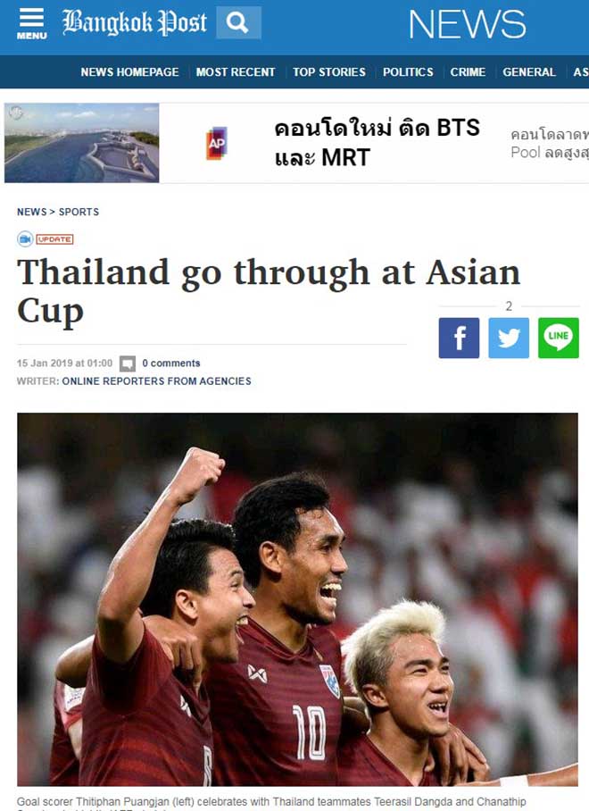 Thái Lan gây chấn động Asian Cup: Báo Thái “nổ” tưng bừng mừng chiến tích - 2