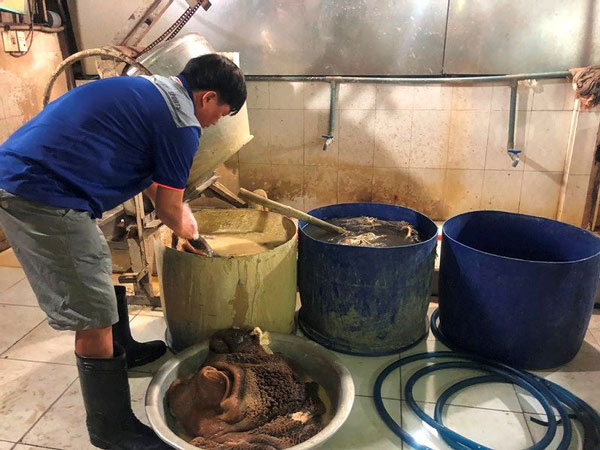 Ớn lạnh tẩy trắng phụ phẩm bò thối để bán cho quán nhậu - 1