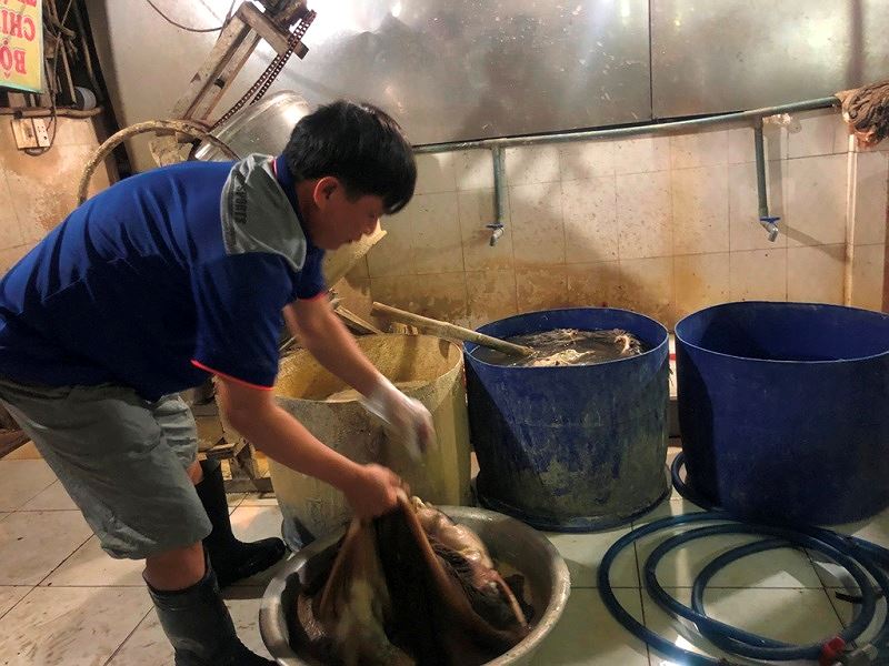 Ớn lạnh tẩy trắng phụ phẩm bò thối để bán cho quán nhậu - 15