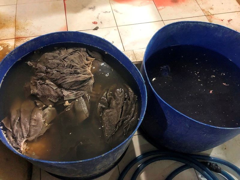 Ớn lạnh tẩy trắng phụ phẩm bò thối để bán cho quán nhậu - 2