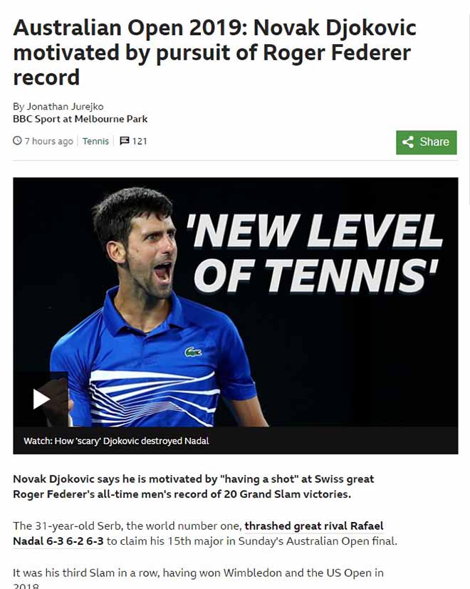 Djokovic &#34;đè bẹp&#34; Nadal chung kết Australian Open: Báo chí dự đoán kỷ lục mới - 1