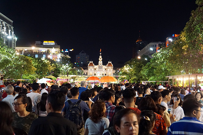 "Biển người" đổ về đường hoa xuân Nguyễn Huệ xem heo đội nón lá, khăn rằn - 5