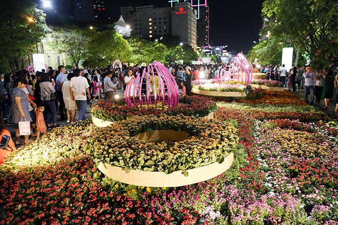 "Biển người" đổ về đường hoa xuân Nguyễn Huệ xem heo đội nón lá, khăn rằn - 17