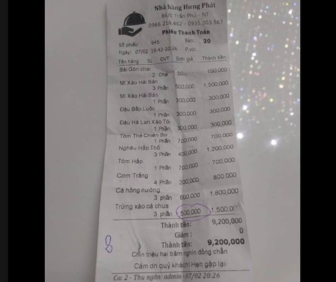 Nhà hàng ở Nha Trang bị tố “chém đẹp” du khách: 500.000đ/trứng xào, 300.000đ/đậu luộc - 1
