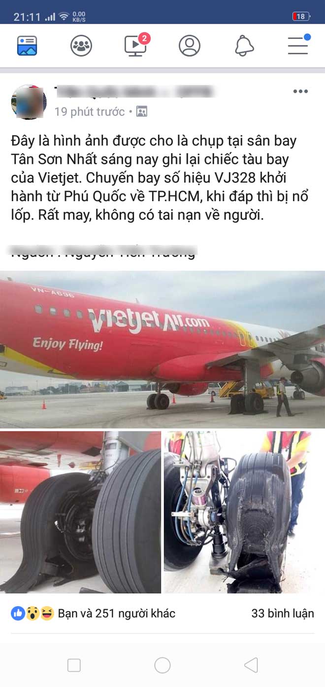 Thực hư máy bay Vietjet Air nổ lốp khi đáp xuống sân bay Tân Sơn Nhất - 1