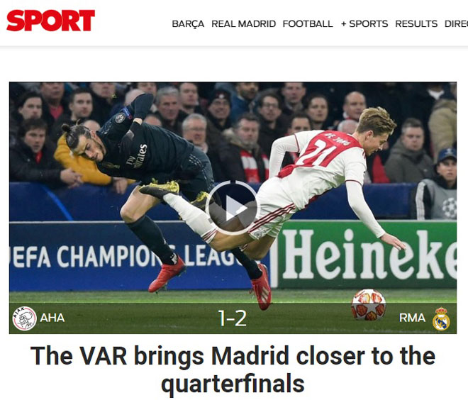 Real thắng nhọc Ajax: Báo quốc tế &#34;ca ngợi&#34; VAR, tiếc nuối cho đám trẻ - 1