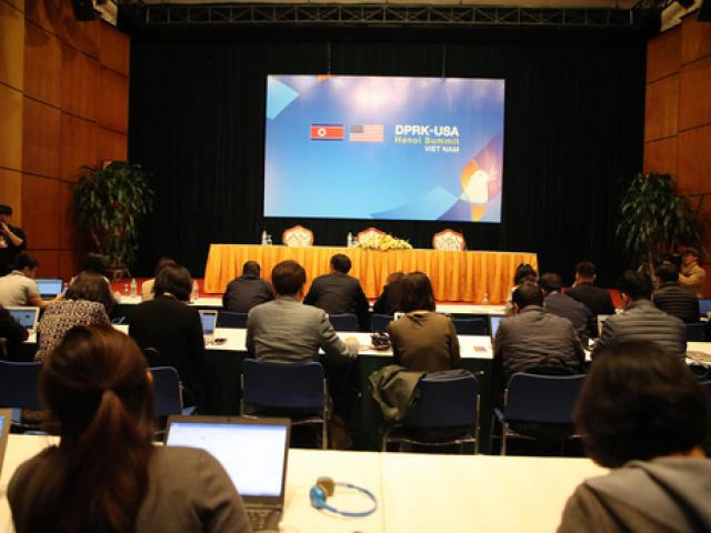 Đang họp báo quốc tế về công tác chuẩn bị Thượng đỉnh Mỹ-Triều