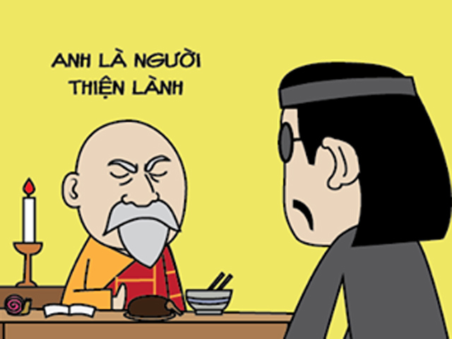 Tranh vui - Con thiện lành, còn vợ con thiện... chiến