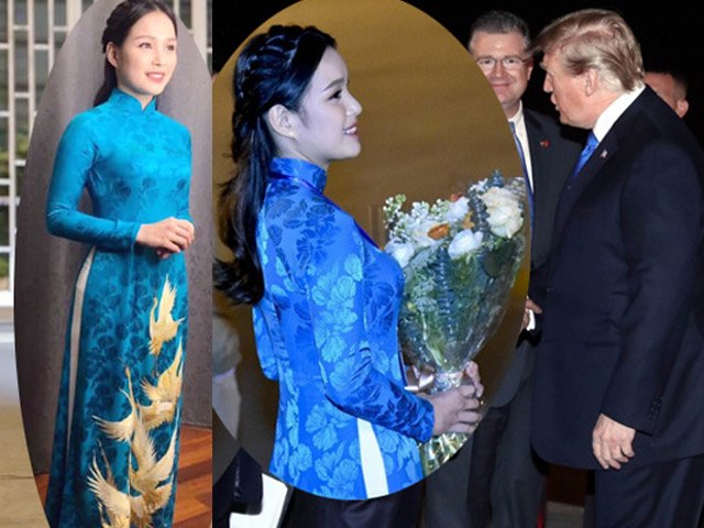 Bí mật áo dài thêu vàng 24K hoa khôi nữ sinh mặc khi tặng hoa Tổng thống Trump