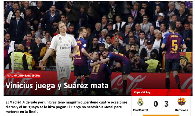 Barca hủy diệt Real: Báo thân Madrid &#34;lặng người&#34; vì &#34;sát thủ&#34; Suarez - 1