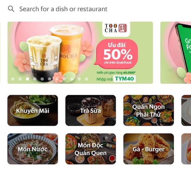 GrabFood phân loại món ăn thành 12 nhóm, "Trà sữa" là một trong số đó - 1