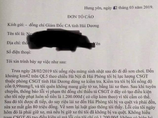 Truy tìm chủ nhân đơn tố cáo “CSGT phạt lỗi nhẹ, không ghi biên lai”