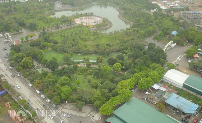 Flycam: Toàn cảnh Công viên Cầu Giấy bị đề xuất xén làm bãi đỗ xe - 5