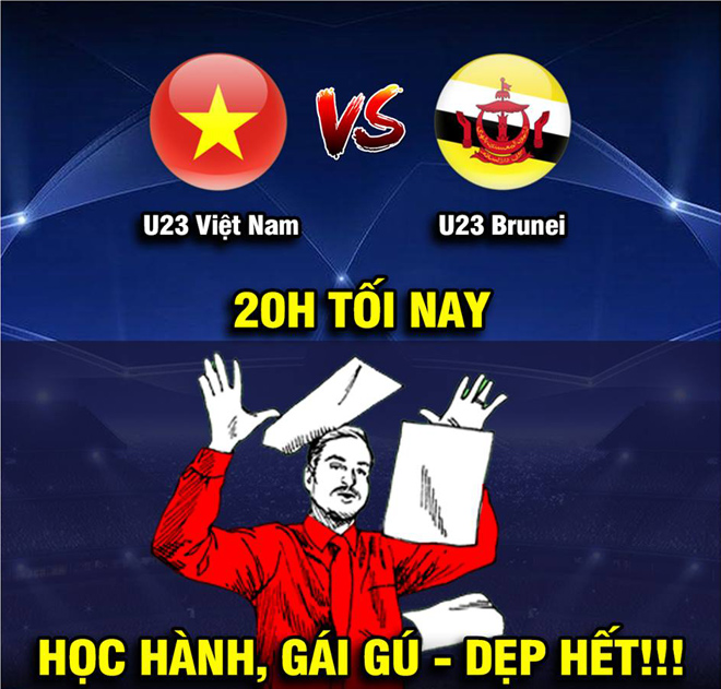 Dân mạng chế ảnh cổ vũ U23 Việt Nam đấu U23 Brunei - 1