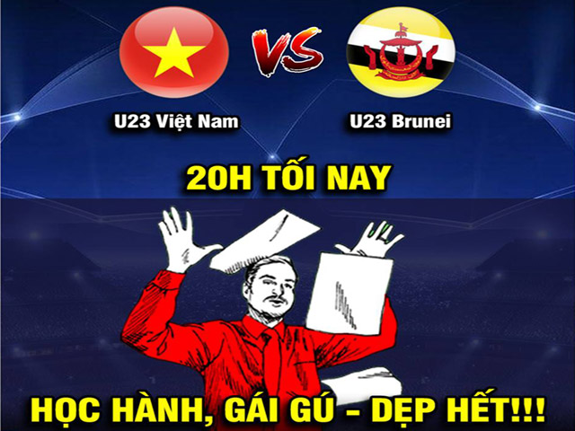 Dân mạng chế ảnh cổ vũ U23 Việt Nam đấu U23 Brunei