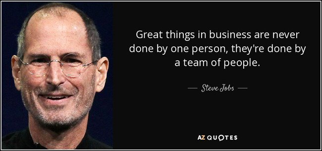 12. Những điều tuyệt vời trong kinh doanh không bao giờ được thực hiện bởi một người, chúng được thực hiện bởi một nhóm người.